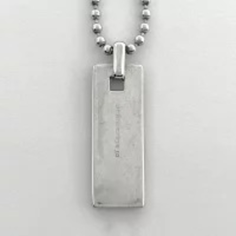 Tiffany Co Square Plate Necklace Studs Ball Chain Sterling Silver